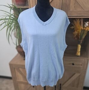 Cypress Links Men's Sweater Vest Pullover Baby Blue V-Neck Sleeveless Preppy